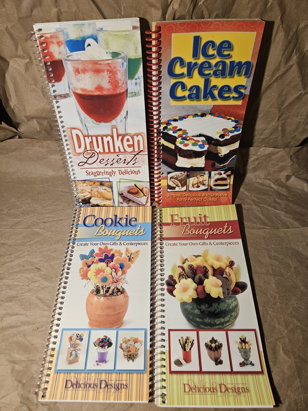 Recipe Book Set - 4 Spiral-Bound Dessert & Bouquet Guides (Assorted Covers)